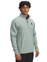 Buzo Under Armour Drive Pro de hombre color verde agua, con cierre parcial y logo en el pecho.