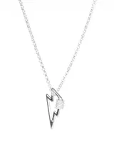 Cadena de plata 925 con dije de rayo calado y mini cilindro con incrustaciones de circonias.