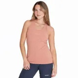 Musculosa deportiva negra marca Merrell, con espalda estilo nadador y logo estampado en el pecho.