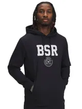 Buzo con capucha color verde militar, con logo BSR estampado en el pecho.