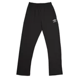 Pantalón de jogging negro de felpa, con cintura elástica, cordón ajustable y logo de Umbro estampado en blanco en la pierna izquierda.