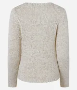 Cardigan color crema confeccionado en tejido de punto con algodón BCI más sostenible. Tiene cuello en V, manga larga y cierre frontal con dos botones.