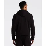 Buzo hoodie negro de felpa suave con acabado lavado, capucha ajustable con cordón, bolsillo canguro y logo de Original Penguin estampado al frente.