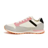 Zapatillas urbanas Caterpillar modelo Ventura, color blanco con detalles en gris, rosa y naranja. Confeccionadas en gamuza y malla, con logo de la marca en el lateral y suela de goma.