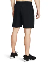 Short deportivo Under Armour Woven Wordmark negro, de tejido ligero y transpirable.
