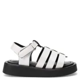 Sandalias franciscanas color rosa viejo, con tiras anchas cruzadas y suela de goma negra.