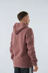 Buzo canguro blanco de algodón y poliéster con capucha, bolsillo delantero y logo bordado.