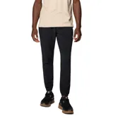 Pantalón jogger negro de hombre, marca Columbia, con tecnología Omni-Shield resistente al agua y a las manchas, cintura elástica ajustable con cordón, bolsillos delanteros, dobladillo elástico y detalles reflectantes.