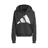Buzo hoodie Adidas negro con logo de la marca estampado en blanco en el frente.