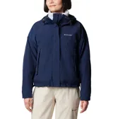 Campera Columbia Laurelwoods III azul marino para mujer, con capucha y cuello con forro polar afelpado, tecnología termorreflectante Omni-Heat™, aislante Thermarator™ de poliéster reciclado, bolsillos con cremallera y puños con orificios para los pulgares.
