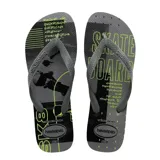 Sandalias Havaianas Top Athletic grises con estampado de skate y suela texturizada.
