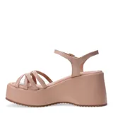 Sandalias Bottero color nude con plataforma y tiras finas cruzadas.