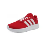 Zapatillas Adidas Lite Racer 4.0 rojas con tres tiras blancas en los laterales y suela blanca con tecnología Cloudfoam.
