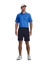 Remera polo Under Armour Matchplay para hombre, color gris jaspeado con logo negro en el pecho.