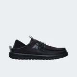 Mocasines Hey Dude Bradley Blipper Nylon, color negro con cordones elásticos grises.