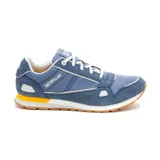Championes Caterpillar Ventura Sport azules con detalles en blanco y amarillo. Capellada de gamuza y malla de nylon, forro 100% reciclado, plantilla de espuma EVA, entresuela EVA y suela de goma.