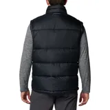 Chaleco acolchado Columbia Pike Lake II para hombre, con aislante térmico y tecnología termorreflectante Omni-Heat. Diseño color block en negro y naranja.
