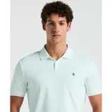 Polo celeste de tejido interlock, diseño liso con el logo Sticker Pete bordado al pecho, cuello clásico y tapeta con botones.