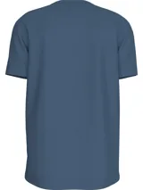 Remera azul de algodón con cuello redondo y logo CK bordado en el pecho.