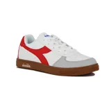 Championes Diadora Champion Lifestyle Helio II, color blanco con detalles en rojo y gris.