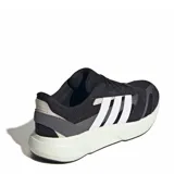 Championes Adidas Lightshift 2.0, color negro con detalles en gris y blanco. Presentan las tres tiras características de la marca en color blanco y suela blanca con tecnología Lightmotion.