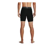 Calza corta de compresión gris con pretina elástica negra con logo Under Armour.