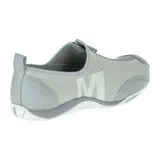 Zapatillas slip-on grises de malla y cuero, con cierre de cremallera frontal, suela de goma y tecnología Merrell Air Cushion.