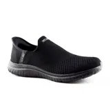 Championes Skechers Slip-ins Virtue Sleek negros, sin cordones, con tecnología Hands Free Slip-ins y Heel Pillow para un calce fácil y seguro. Capellada tejida Stretch Fit, plantilla Air-Cooled Memory Foam y suela flexible.