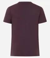 Remera celeste de media malla con cuello redondo y mangas cortas.