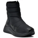 Bota casual de caña media color negro, con diseño acolchado y cierre lateral.
