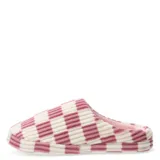 Pantuflas de mujer Miss Carol con diseño de damero en tonos rosa y blanco.
