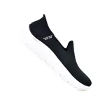 Championes Skechers sin cordones, modelo GO WALK Flex, color negro con suela blanca. Capellada de malla transpirable, plantilla Skechers Air-Cooled Memory Foam y amortiguación ULTRA GO.