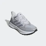 Championes Adidas Ultrarun 5 TR, color gris con detalles en lila y blanco. Zapatillas de running con exterior impermeable y suela Adiwear con tacos.