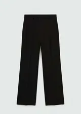 Pantalón de vestir marrón con corte recto y largo.