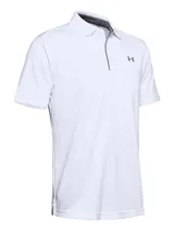 Chomba Under Armour Tech Polo para hombre, de color negro con logo en el pecho y detalles en gris en el cuello. Confeccionada con tejido UA Tech™ de secado rápido y corte holgado.