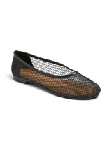 Ballerinas negras de malla con puntera redonda y suela plana.