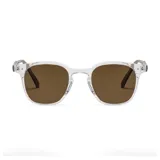 Gafas de sol unisex con montura transparente de plástico reciclado y lentes marrones. Incluyen estuche.