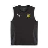 Musculosa deportiva negra con logo de Puma estampado en blanco en el pecho y escudo del Club Atlético Peñarol en amarillo y negro.