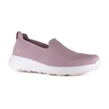 Zapatillas Skechers GOwalk Joy color lila, sin cordones, con capellada de malla deportiva transpirable y plantilla Air Cooled Goga Mat.