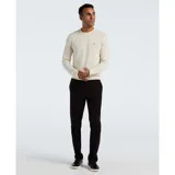 Sweater color crema de algodón con cuello redondo y logo de pingüino bordado en el pecho.