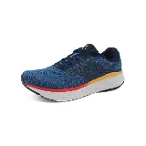 Championes de running New Balance Fresh Foam X Evoz v4, color azul con detalles en negro, rojo y amarillo.
