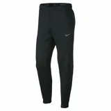 Pantalón deportivo negro Nike Therma Taper para hombre, con cintura elástica con logo de la marca repetido, bolsillos laterales y logo pequeño en el muslo.