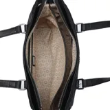 Cartera tote negra marca Guess, modelo Madix, con doble asa de mano y correa de hombro desmontable con logo de la marca.