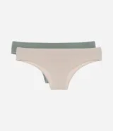 Kit de dos bombachas bikini lisas, confeccionadas en poliamida texturizada seamless, con letras fijas laterales.