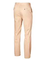 Pantalón de gabardina azul marino, de corte clásico y tiro medio. Confeccionado en algodón con tratamiento antiarrugas.