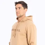 Buzo con capucha color beige, marca Merrell, con logo estampado en el pecho.