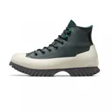 Championes Converse Chuck Taylor All Star Lugged 2.0 de caña alta, color verde oscuro con detalles en verde claro y beige.