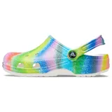 Zuecos Crocs Classic con diseño multicolor de tinte en aerosol.