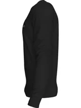 Remera negra de manga larga con cuello redondo y logo de Calvin Klein Jeans estampado en el pecho.