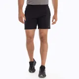 Short deportivo negro, de corte recto y largo hasta la mitad del muslo, con cintura elástica.